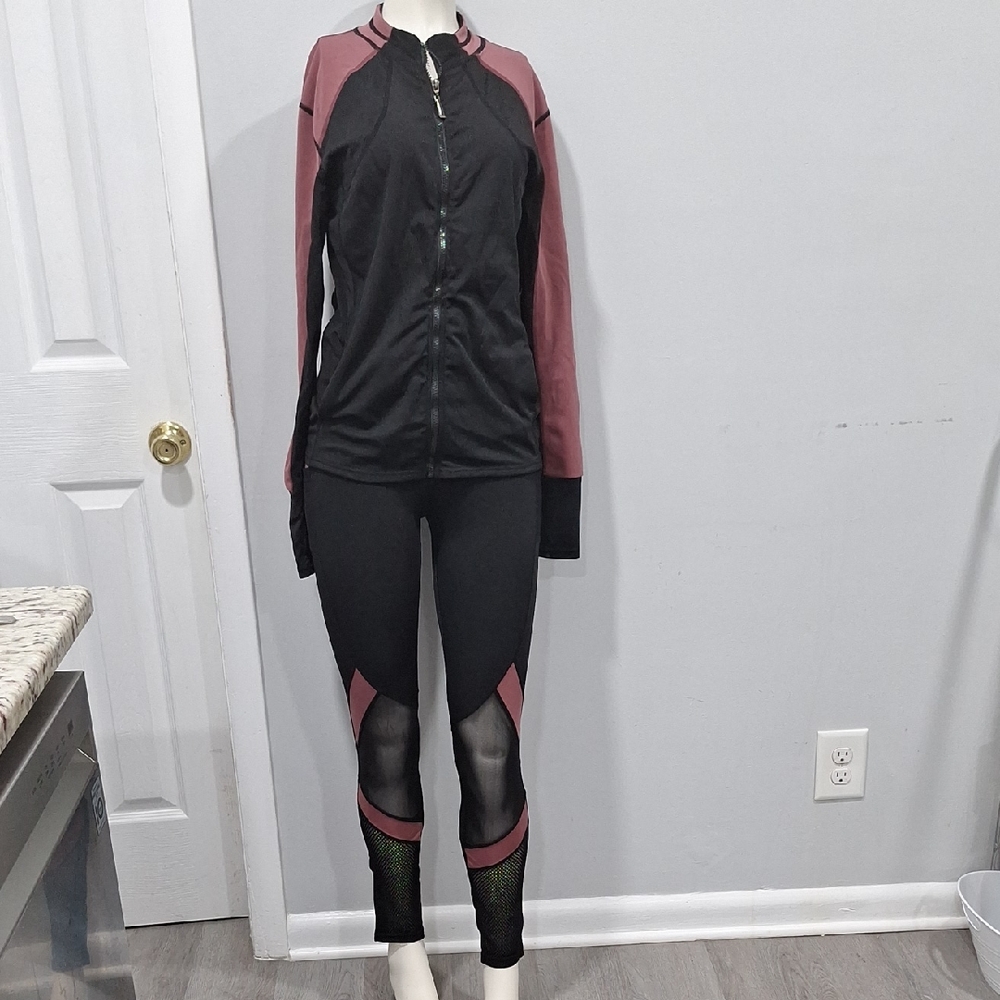 Women Athletic Jacket and Legging Set Workout Leisure- Size L